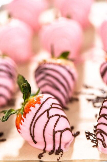 Aardbeien in chocolade