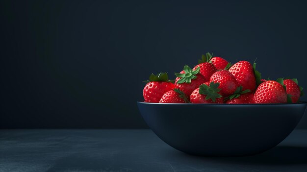 Aardbeien in een schaal op een donkere achtergrond 3D-weergave