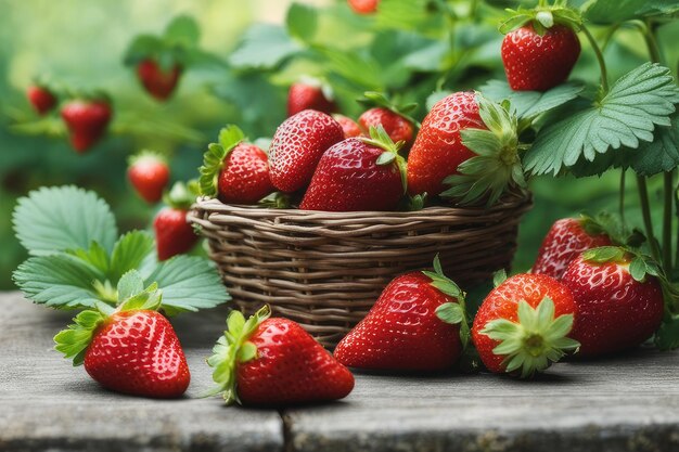 Foto aardbeien in een tuin