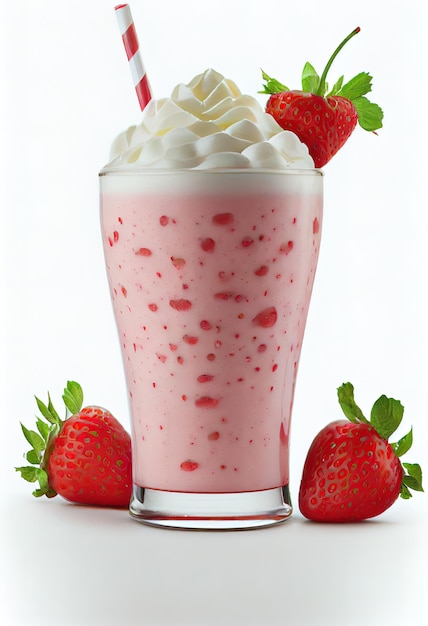 Aardbeien smoothie op witte achtergrond aardbeiensap