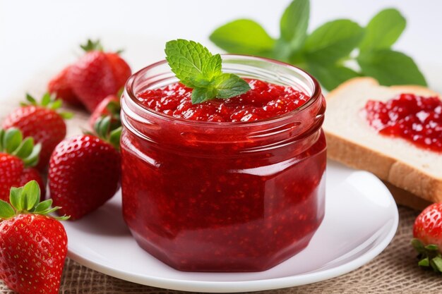 Aardbeienjam op een bord