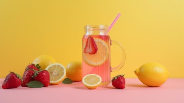 Aardbeienlimonade Illustratie AI Generatief