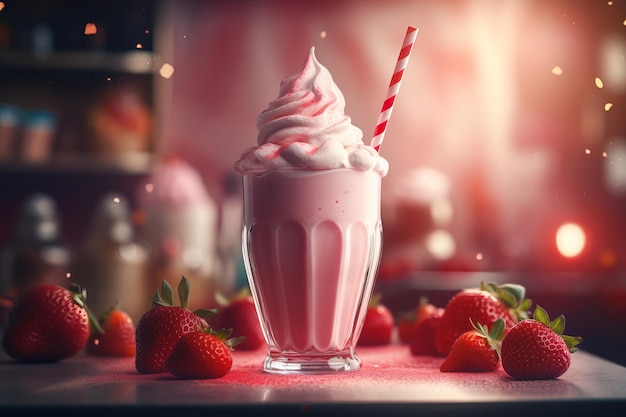 Aardbeienmilkshake Genereer Ai