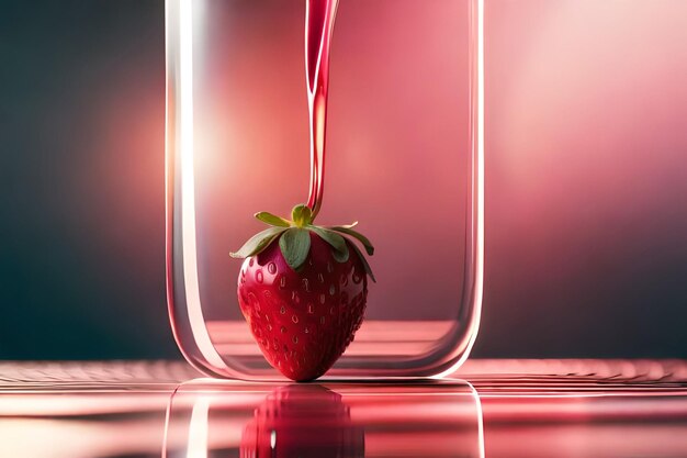 Foto aardbeiensap met melk en kopje op tafel