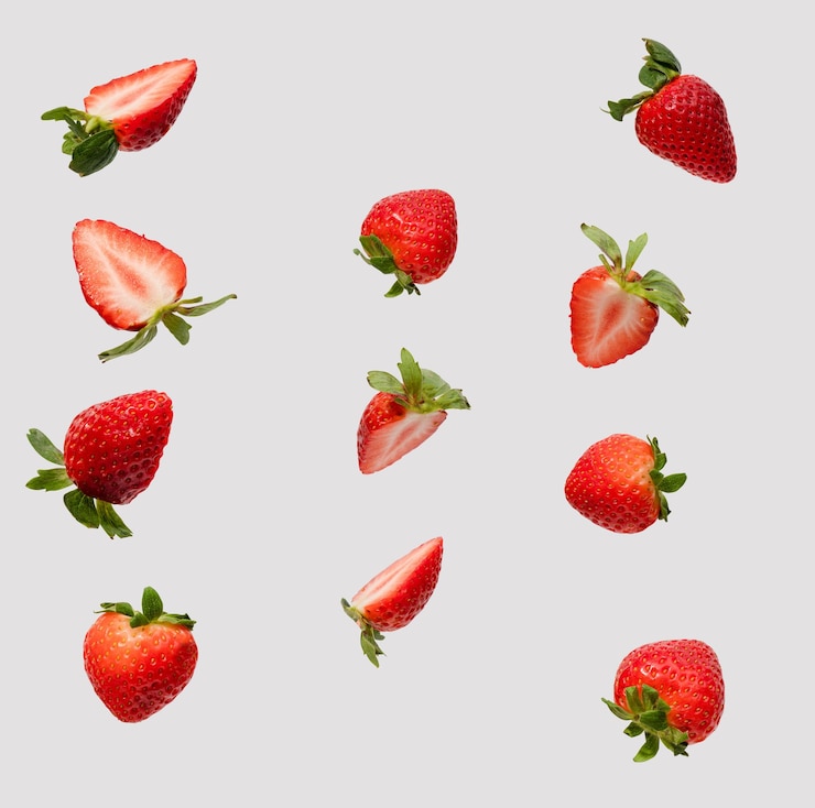 Foto aardbeivruchten op witte collectie