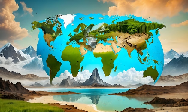 aarddag achtergrond energiebesparend concept planeet aarde geografische kaart