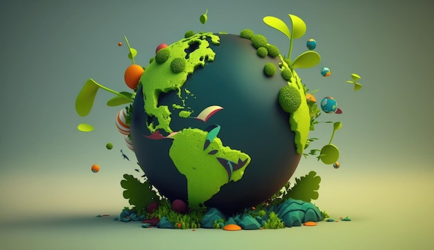 aarde groene natuurlijke achtergrond Illustratie van de groene planeet aarde milieu Earth Day planeet