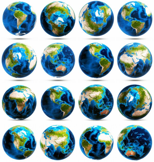 Foto aarde grote iconen set elementen van deze afbeelding ingericht door nasa 3d-rendering