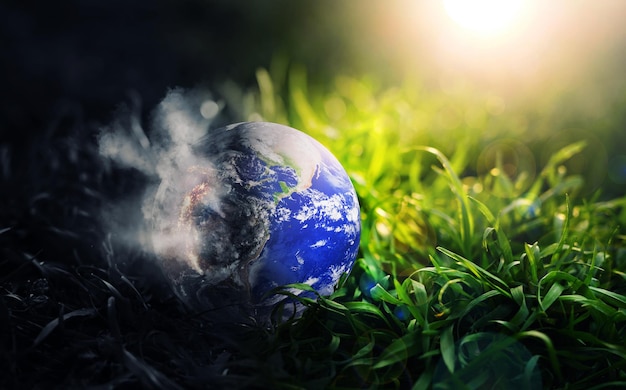 Aarde planeet vuil en vervuild Milieubescherming en afvalvermindering