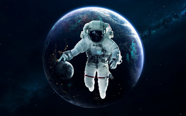 Aarde prachtige science fiction behang met eindeloze diepe ruimte Elementen van deze afbeelding geleverd door NASA