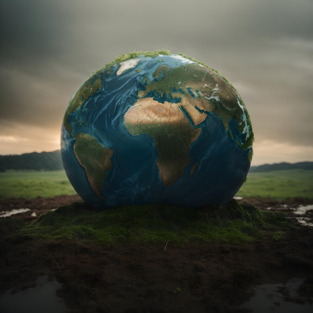 Aarde vervuild en klimaatverandering op aarde