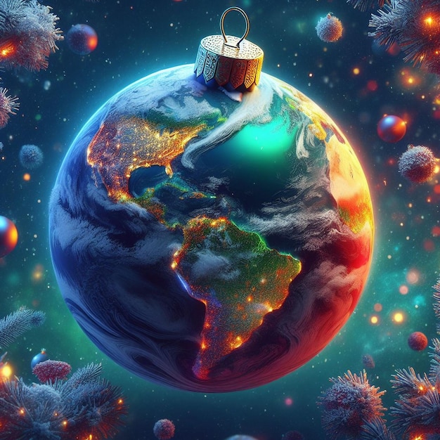 Aarde ziet eruit als een kerstballetje Aarde en kerstballetjes hybriden Aarde als een Kerstballetje