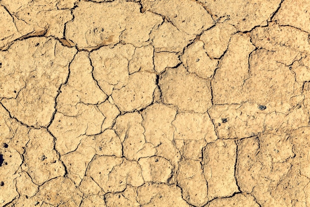 Aardgrondscheur met stof en ruwe droge oppervlaktetextuur Droogteland gebrek aan water