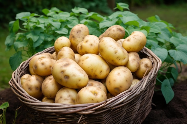 Aardse rijpe aardappelen vers Generate Ai