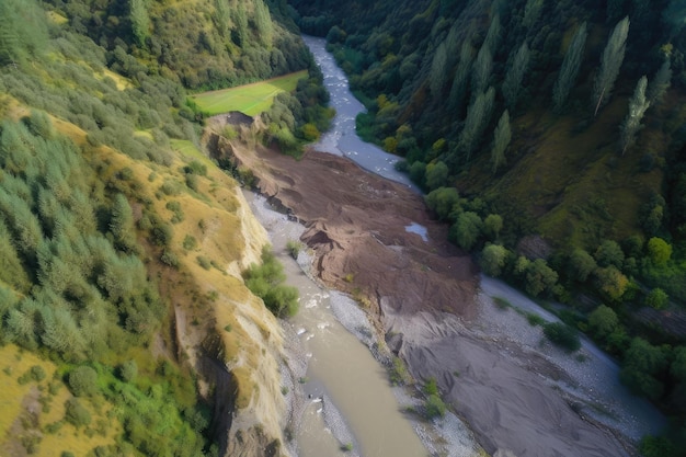 Aardverschuivingen blokkeren de stroom van een rivier en creëren een nieuw ecosysteem en kansen voor dieren in het wild