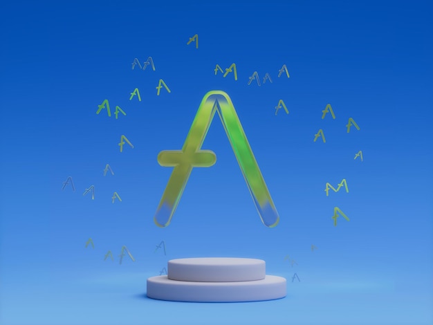 Aave Crypto Letter A Podium Platform Abstracte Minimale Showcase 3D Illustratie