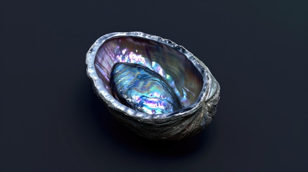 Abalone schelp op de solide zwarte achtergrond