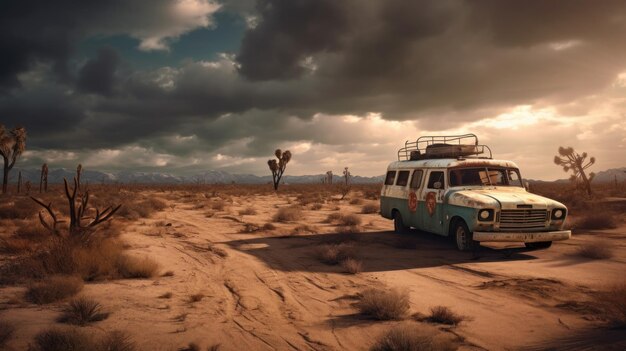 Abandoned Ambulance On Deserted Road