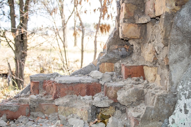 Abandoned building. Ruins of the river port in one of the cities in Eastern Europe.