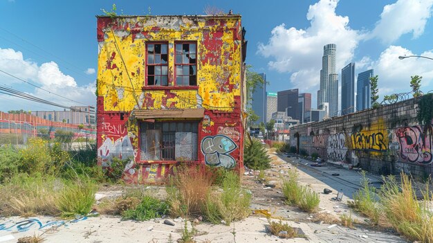 Foto abandoned building with graffiti generative ai