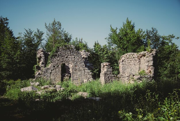 Foto rovine abbandonate del castello della chiesa di san cantianus slovenia