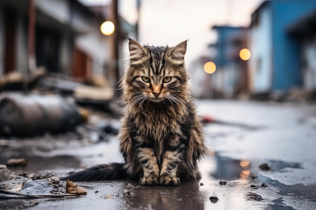 路上に捨てられた猫