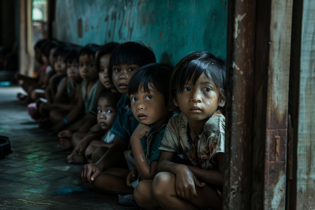 Photo abandoned child in orphanage conceptpsychological trauma