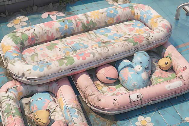 Abandoned childrens inflatable pool wallpaper