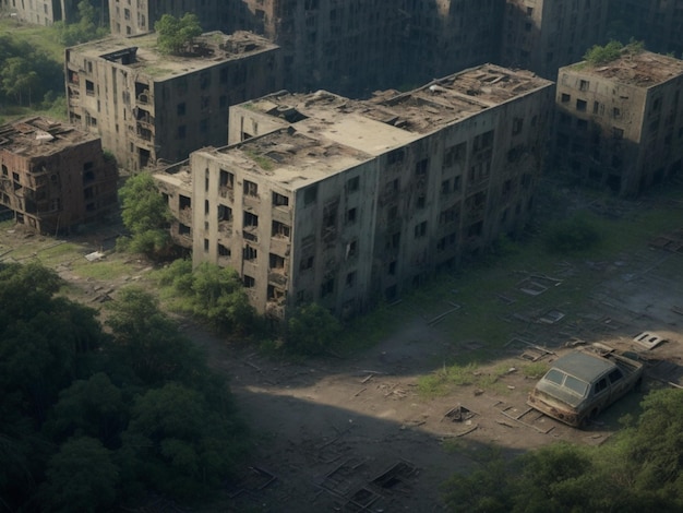 abandoned city devoid of human presence Ghost town AI generated