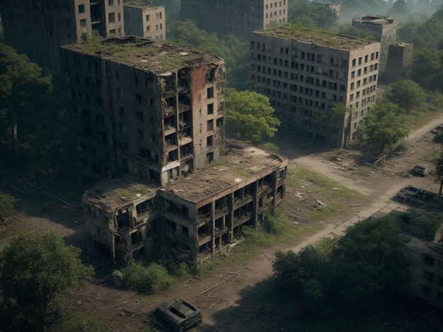 abandoned city devoid of human presence Ghost town AI generated