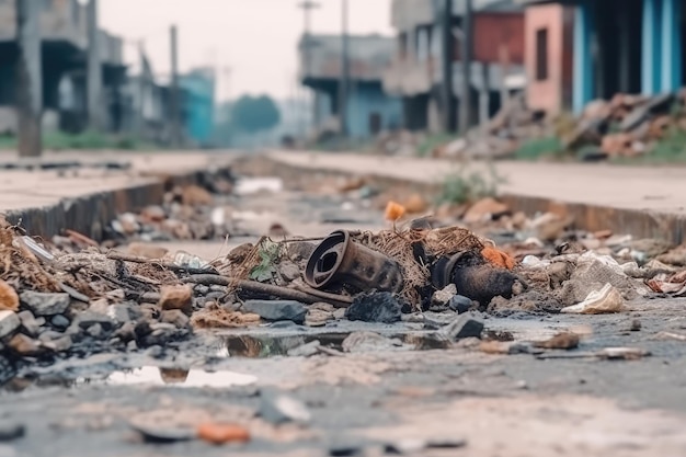 abandoned city dirt trash everywhere professional photography