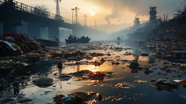 abandoned city in the evening