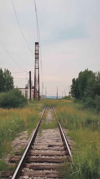 Abandoned city with rail track