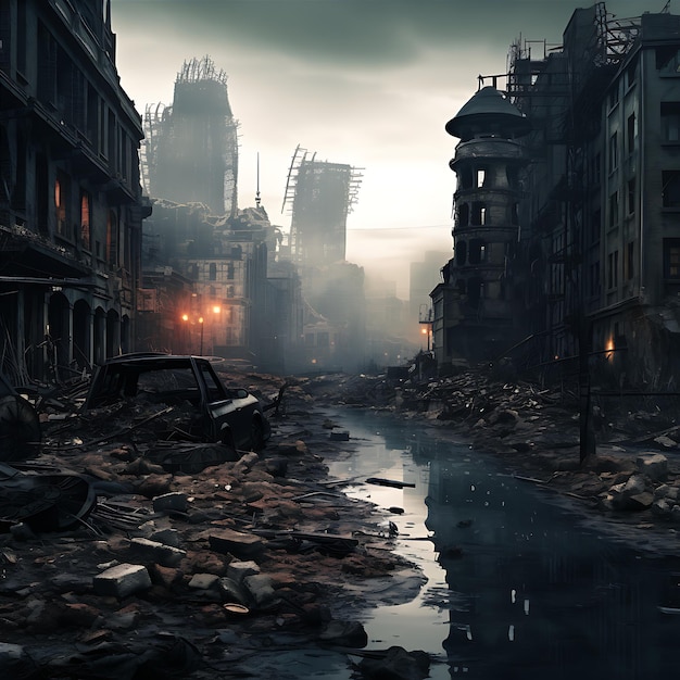 Abandoned Destroyed City on Wasteland A post apocalyptic ruined city Post Apocalypse Civilization