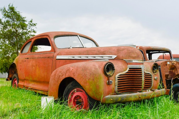 Abandoned and deteriorated old vehicles in uruguay