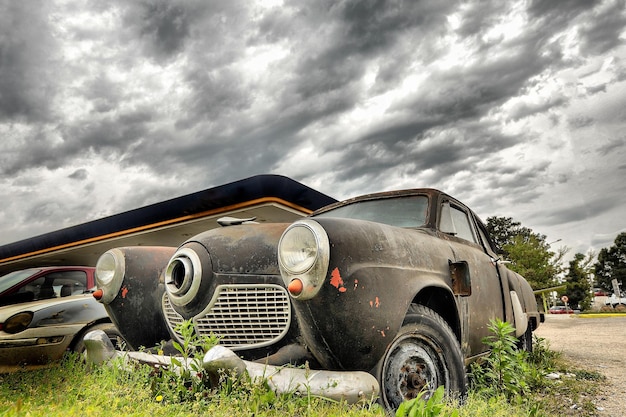 Abandoned and deteriorated old vehicles in uruguay