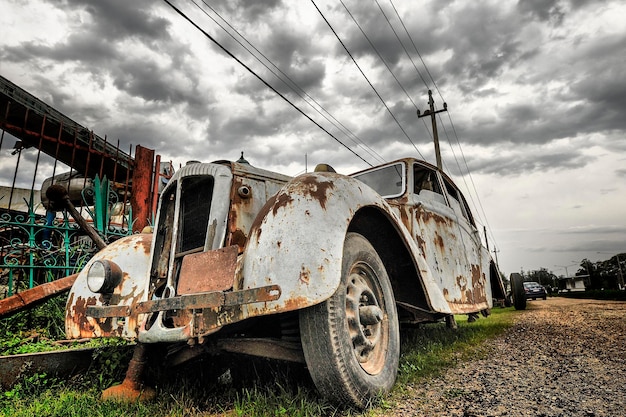 Abandoned and deteriorated old vehicles in uruguay