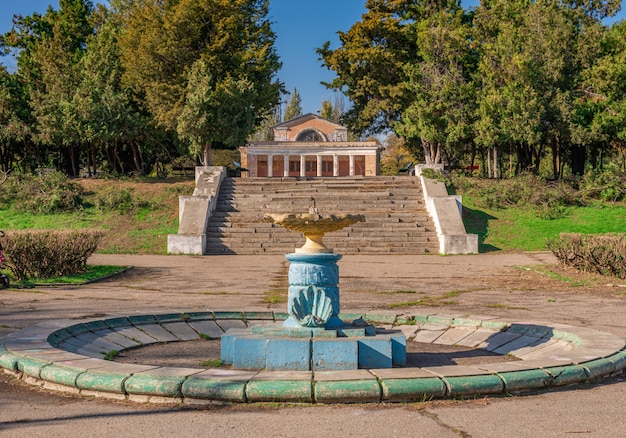  Abandoned Dukovsky park in Odessa, Ukraine, on a sunny autumn day