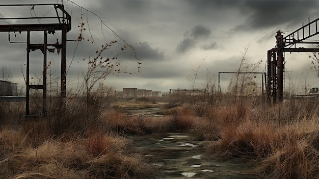 Photo abandoned empty industrial background