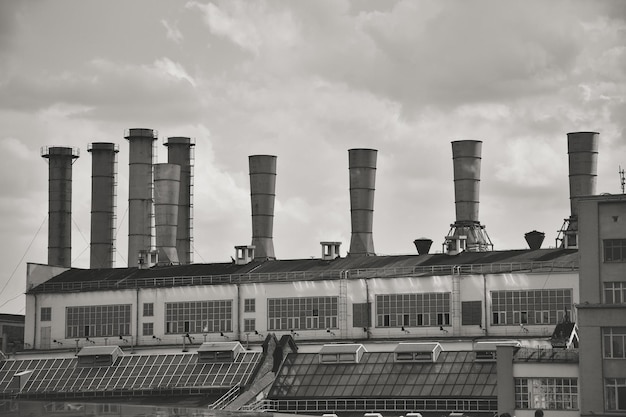 Photo abandoned factory pipes in the factory