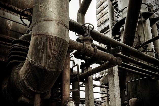 Abandoned factory and steam pipeline