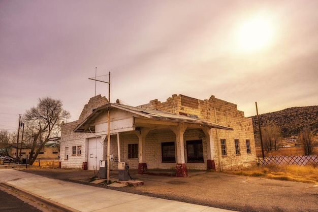 Abandoned gas station on historic route  in arizona