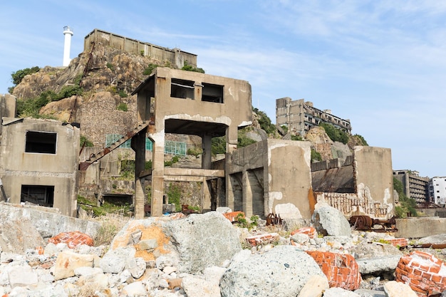 Abandoned Gunkanjima in Nagasaki city of Japan