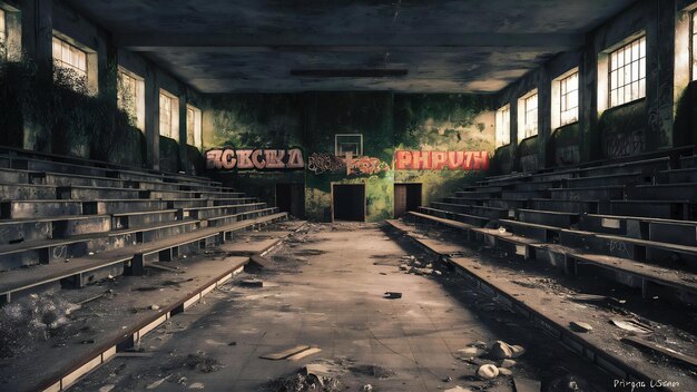 Photo abandoned gymnasium in pripyat