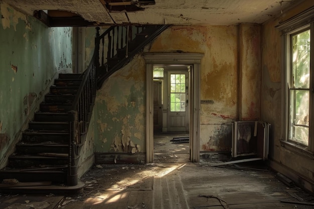 Photo abandoned haunted house generate ai