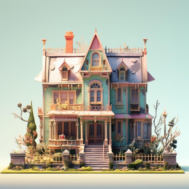 Abandoned Haunted Mansion 3d illustration