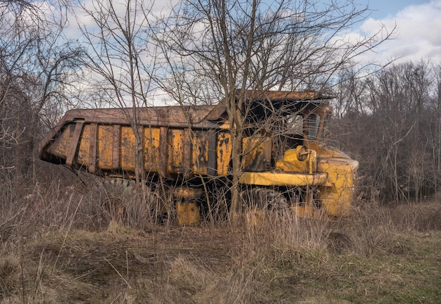 Abandoned heavy construction truck