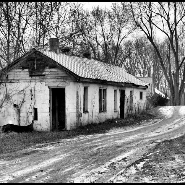 Abandoned house by street