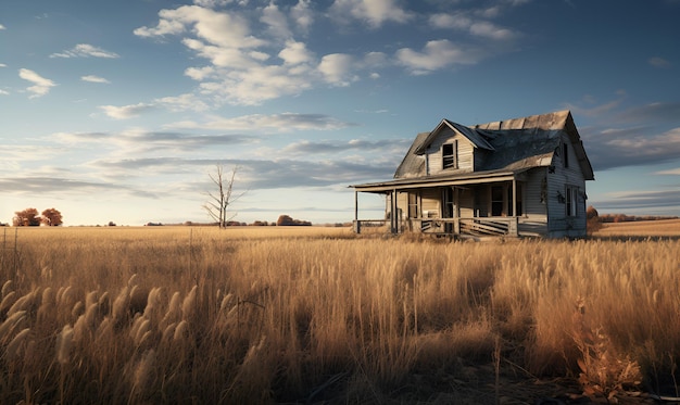 abandoned house in the fields ai generative design