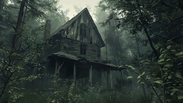 Заброшенный дом в лесу.